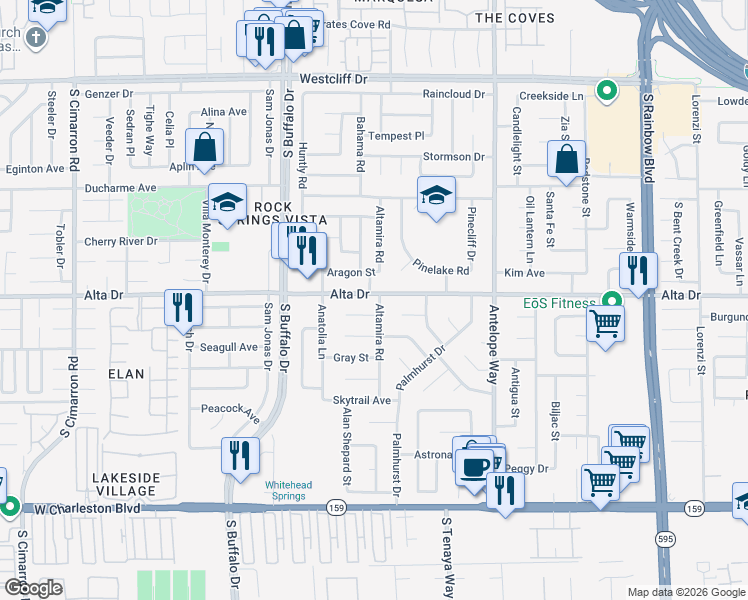 map of restaurants, bars, coffee shops, grocery stores, and more near in Las Vegas