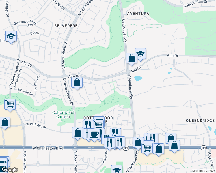 map of restaurants, bars, coffee shops, grocery stores, and more near 601 Verde Vista Place in Las Vegas
