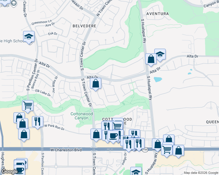 map of restaurants, bars, coffee shops, grocery stores, and more near 608 Point Ridge Place in Las Vegas