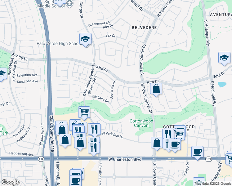 map of restaurants, bars, coffee shops, grocery stores, and more near 606 Joe Willis Street in Las Vegas