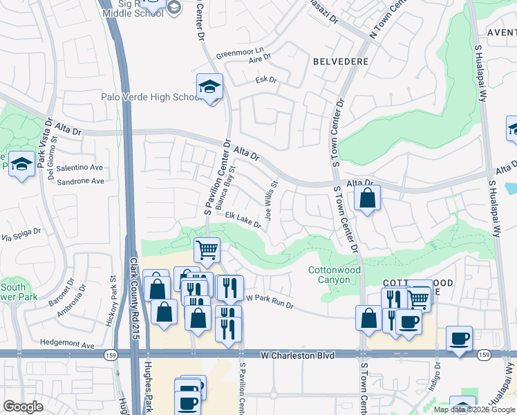 map of restaurants, bars, coffee shops, grocery stores, and more near 606 Joe Willis Street in Las Vegas