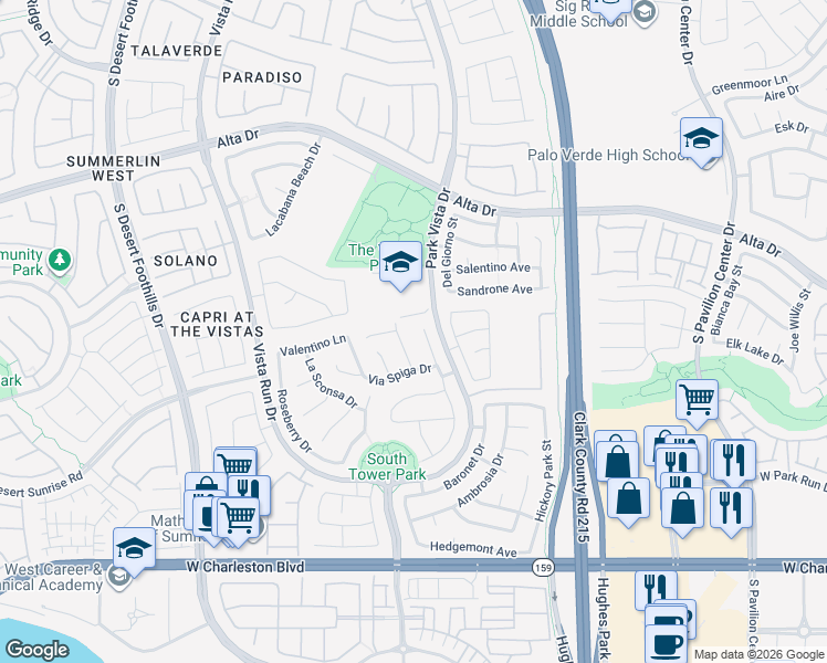 map of restaurants, bars, coffee shops, grocery stores, and more near 756 San Jacoma Place in Las Vegas