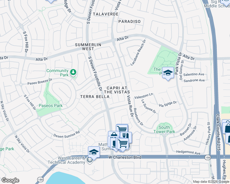 map of restaurants, bars, coffee shops, grocery stores, and more near 733 La Tosca Street in Las Vegas