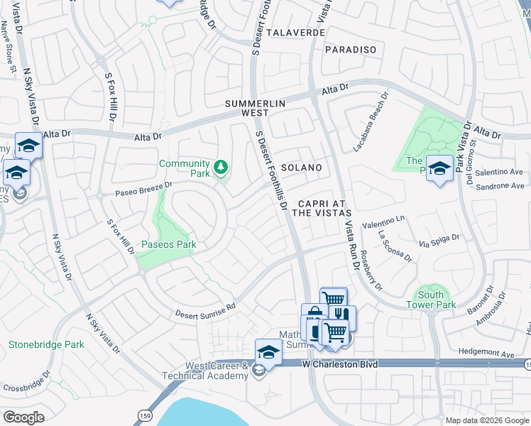 map of restaurants, bars, coffee shops, grocery stores, and more near 11821 Amistoso Lane in Las Vegas