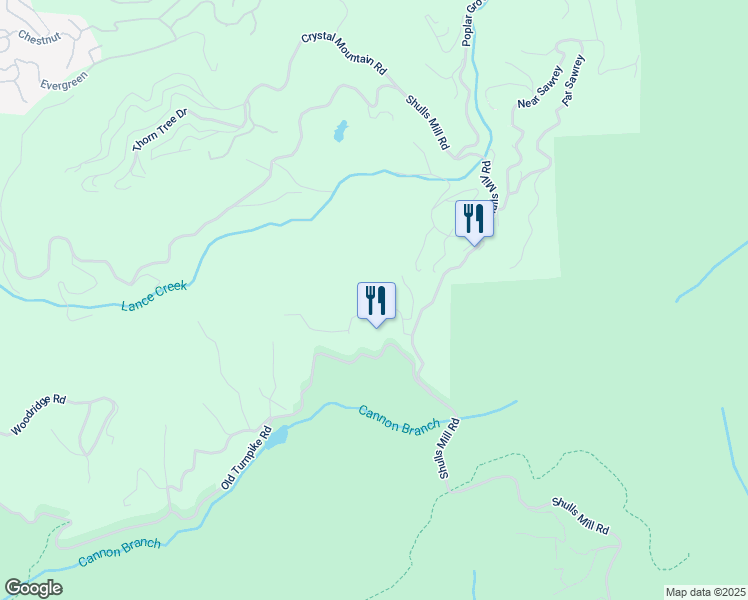 map of restaurants, bars, coffee shops, grocery stores, and more near 218 Crestwood Forest Drive in Boone