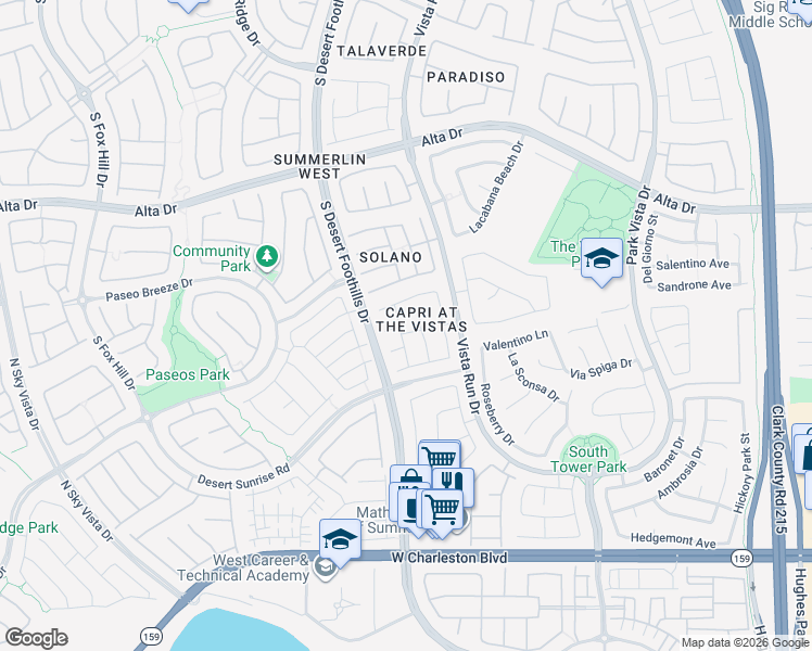 map of restaurants, bars, coffee shops, grocery stores, and more near 733 La Tosca Street in Las Vegas