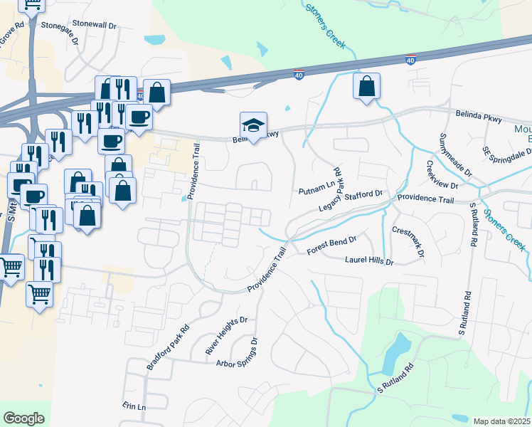 map of restaurants, bars, coffee shops, grocery stores, and more near 3050 Kirkland Circle in Mt. Juliet