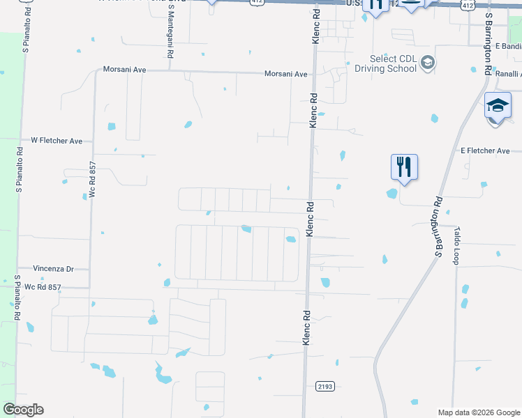 map of restaurants, bars, coffee shops, grocery stores, and more near 805 Klenc Road in Springdale