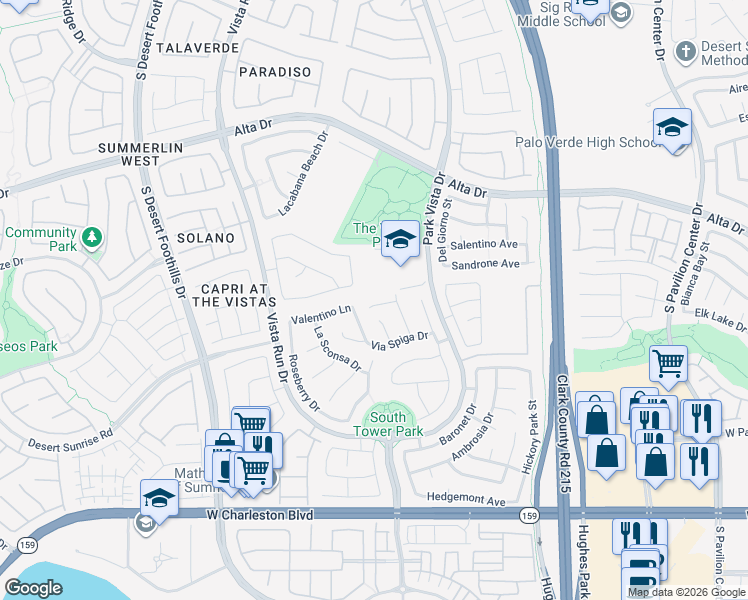 map of restaurants, bars, coffee shops, grocery stores, and more near 11348 Espadrille Court in Las Vegas