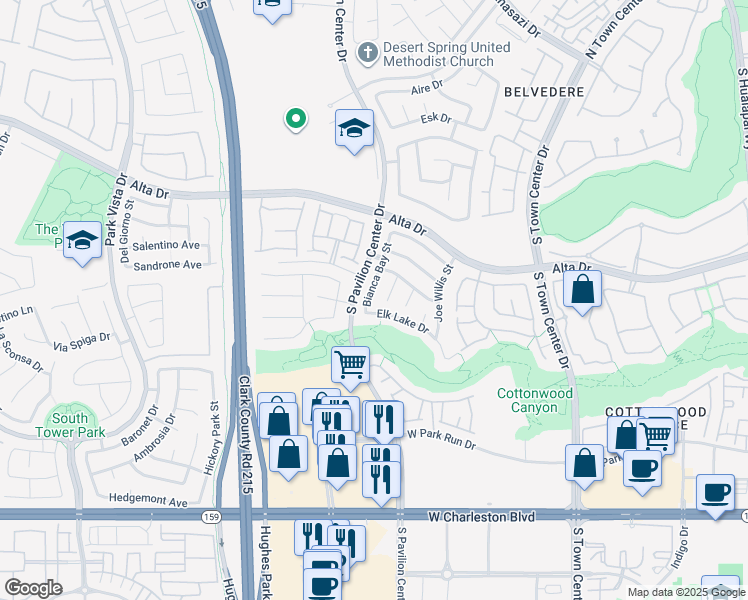 map of restaurants, bars, coffee shops, grocery stores, and more near 624 Bianca Bay Street in Las Vegas
