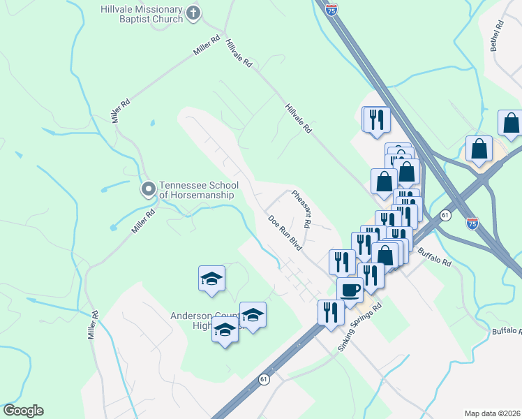 map of restaurants, bars, coffee shops, grocery stores, and more near 242 Doe Run Boulevard in Clinton