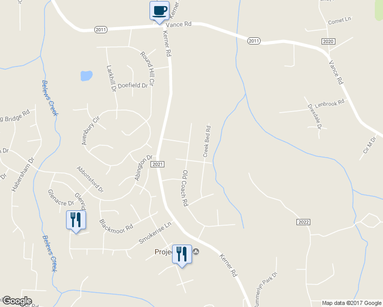 map of restaurants, bars, coffee shops, grocery stores, and more near 1537 Old Coach Road in Kernersville