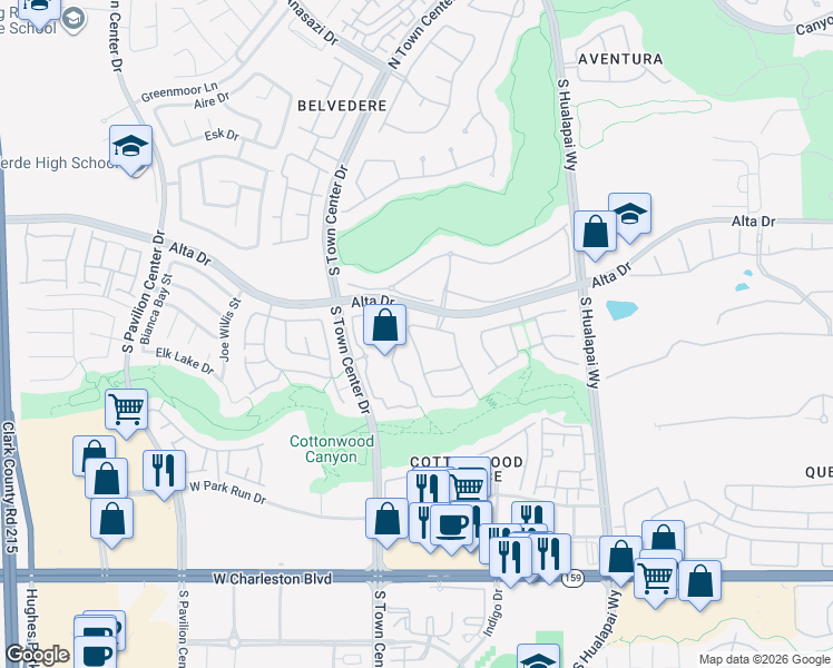 map of restaurants, bars, coffee shops, grocery stores, and more near 608 Point Ridge Place in Las Vegas