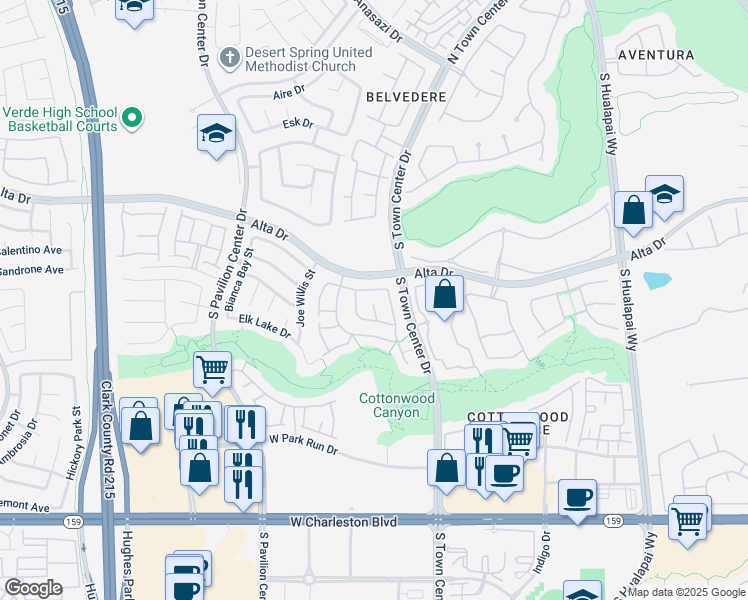 map of restaurants, bars, coffee shops, grocery stores, and more near 604 Jojoba Court in Las Vegas