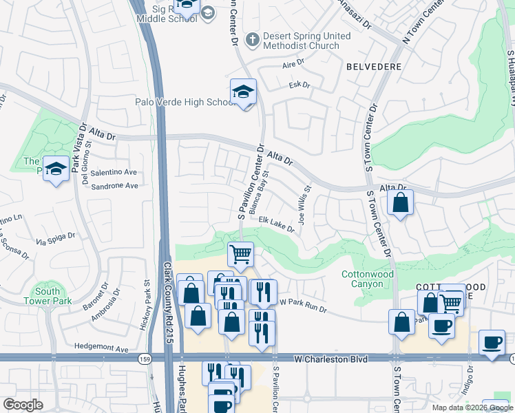 map of restaurants, bars, coffee shops, grocery stores, and more near 620 Bianca Bay Street in Las Vegas
