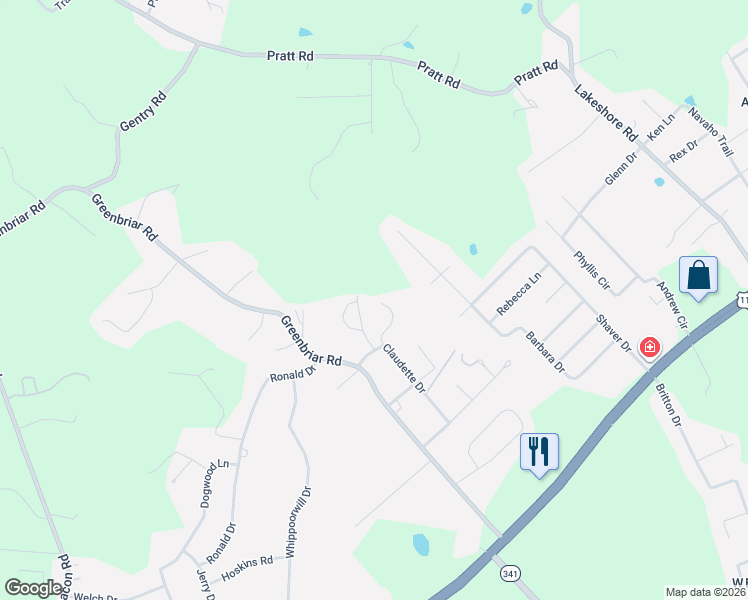 map of restaurants, bars, coffee shops, grocery stores, and more near 1065 Briar Court in Hamblen County
