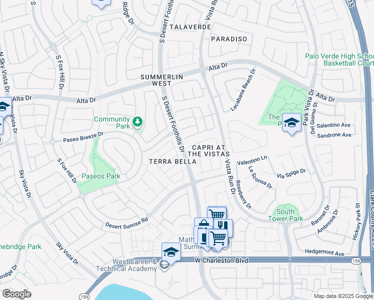 map of restaurants, bars, coffee shops, grocery stores, and more near 11753 Villa Malaparte Avenue in Las Vegas
