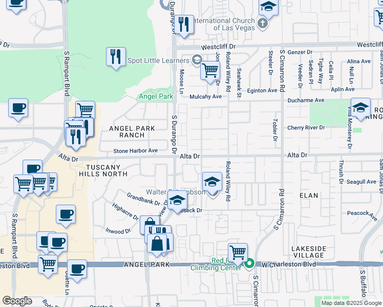 map of restaurants, bars, coffee shops, grocery stores, and more near 8421 Granite Peak Court in Las Vegas