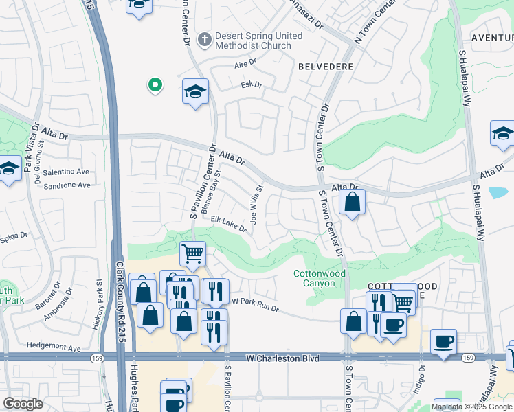 map of restaurants, bars, coffee shops, grocery stores, and more near 606 Joe Willis Street in Las Vegas