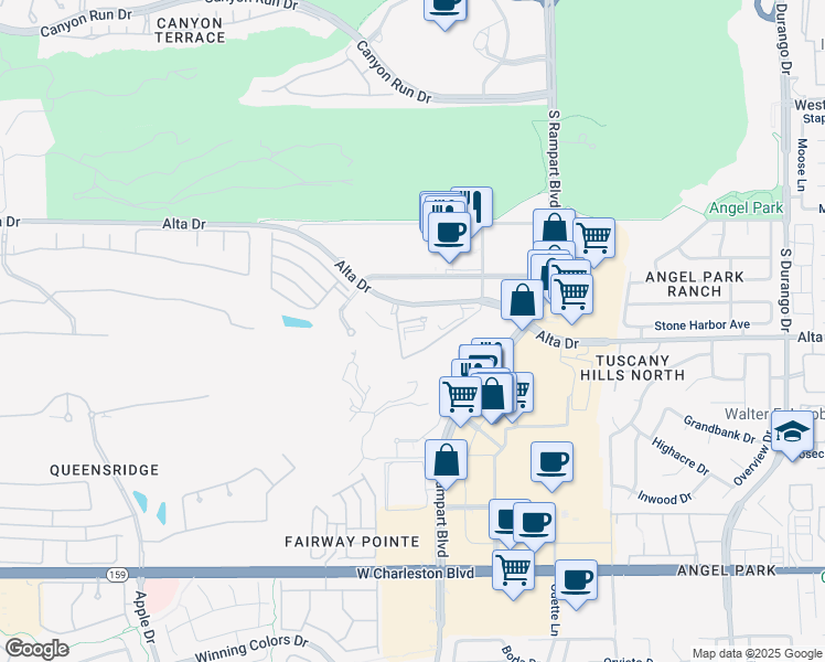 map of restaurants, bars, coffee shops, grocery stores, and more near 9101 Alta Drive in Las Vegas