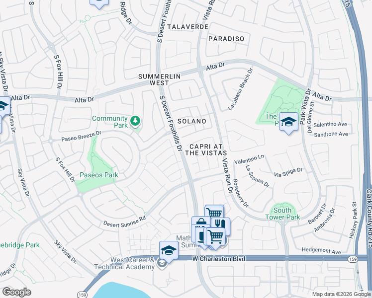map of restaurants, bars, coffee shops, grocery stores, and more near 11749 Villa Malaparte Avenue in Las Vegas