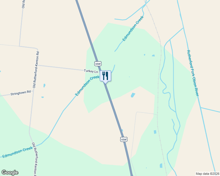 map of restaurants, bars, coffee shops, grocery stores, and more near 132 Kenton Hwy in Rutherford