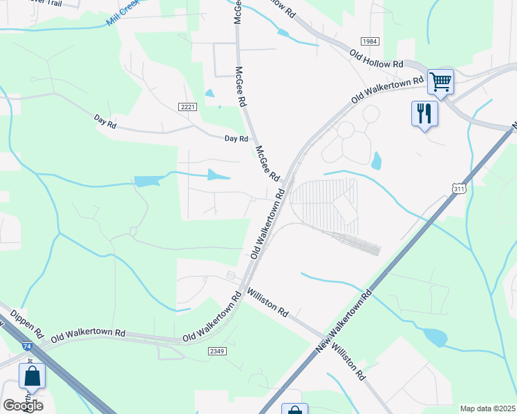map of restaurants, bars, coffee shops, grocery stores, and more near 4904 Talphin Drive in Walkertown
