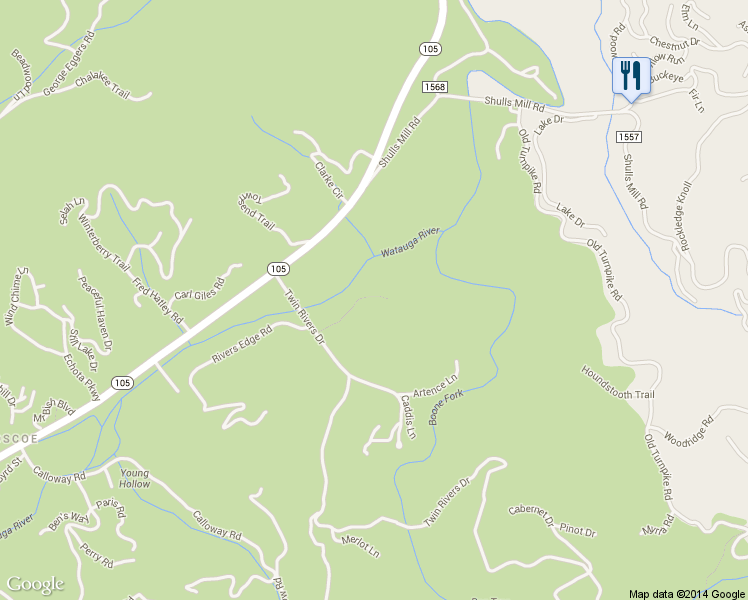 map of restaurants, bars, coffee shops, grocery stores, and more near 276 East Rivers Edge in Boone