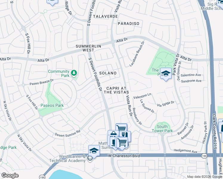 map of restaurants, bars, coffee shops, grocery stores, and more near 733 La Tosca Street in Las Vegas