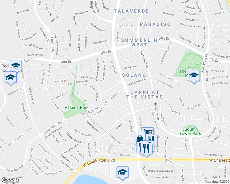 map of restaurants, bars, coffee shops, grocery stores, and more near 11912 Luna Del Mar Lane in Las Vegas