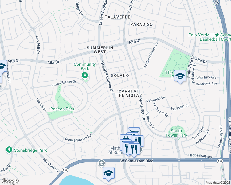 map of restaurants, bars, coffee shops, grocery stores, and more near 11753 Villa Malaparte Avenue in Las Vegas