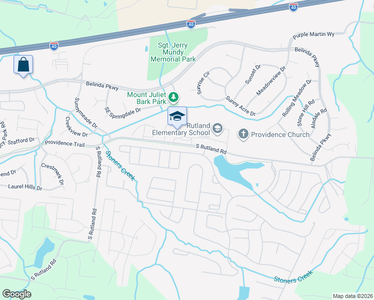 map of restaurants, bars, coffee shops, grocery stores, and more near 174 Old Towne Drive in Mt. Juliet