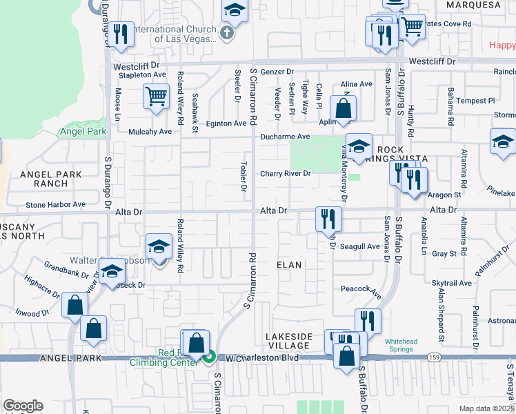 map of restaurants, bars, coffee shops, grocery stores, and more near 449 Gallantry in Las Vegas