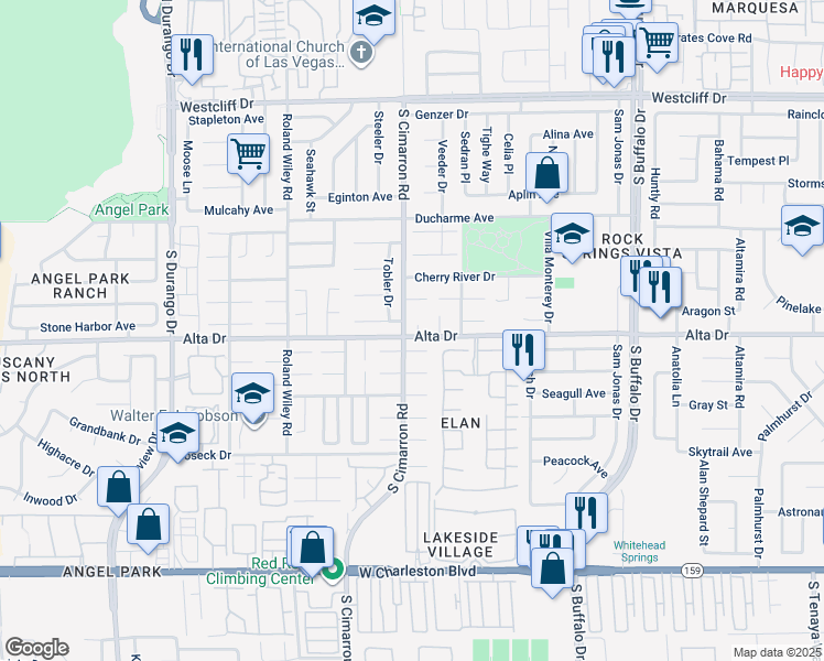 map of restaurants, bars, coffee shops, grocery stores, and more near 449 Gallantry in Las Vegas