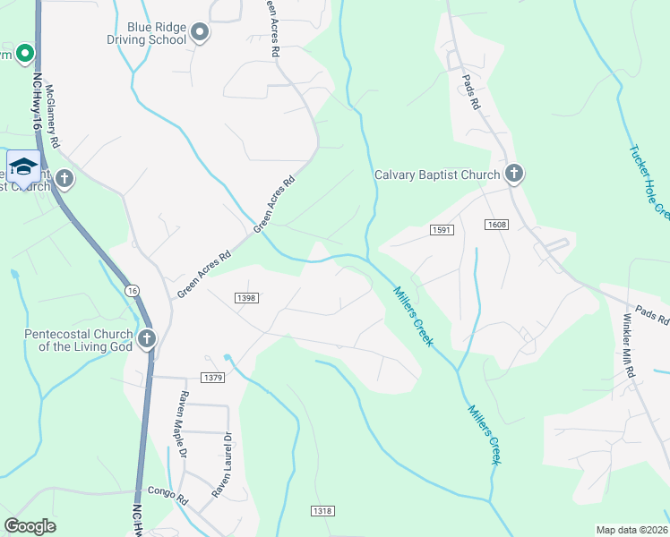 map of restaurants, bars, coffee shops, grocery stores, and more near 552 Midlawn Drive in Wilkesboro