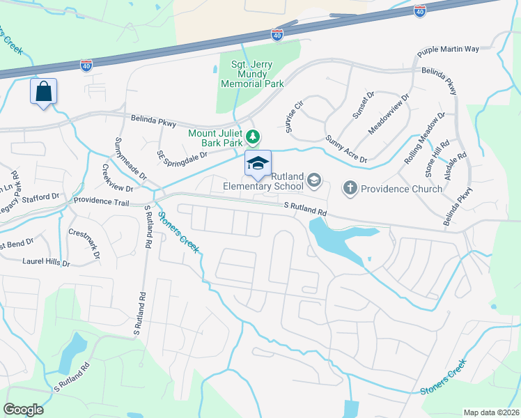 map of restaurants, bars, coffee shops, grocery stores, and more near 174 Old Towne Drive in Mt. Juliet