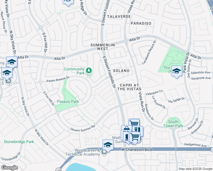 map of restaurants, bars, coffee shops, grocery stores, and more near 11824 Amistoso Lane in Las Vegas