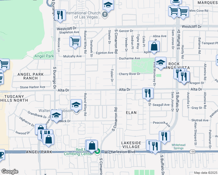 map of restaurants, bars, coffee shops, grocery stores, and more near in Las Vegas