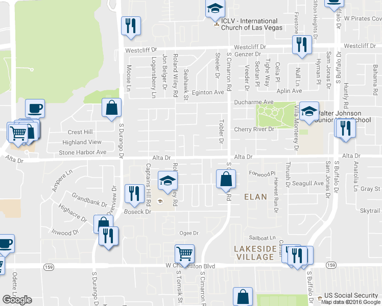 map of restaurants, bars, coffee shops, grocery stores, and more near 445 Jubilation Drive in Las Vegas