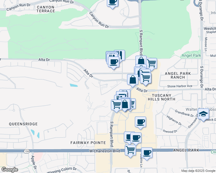 map of restaurants, bars, coffee shops, grocery stores, and more near 9103 Alta Drive in Las Vegas