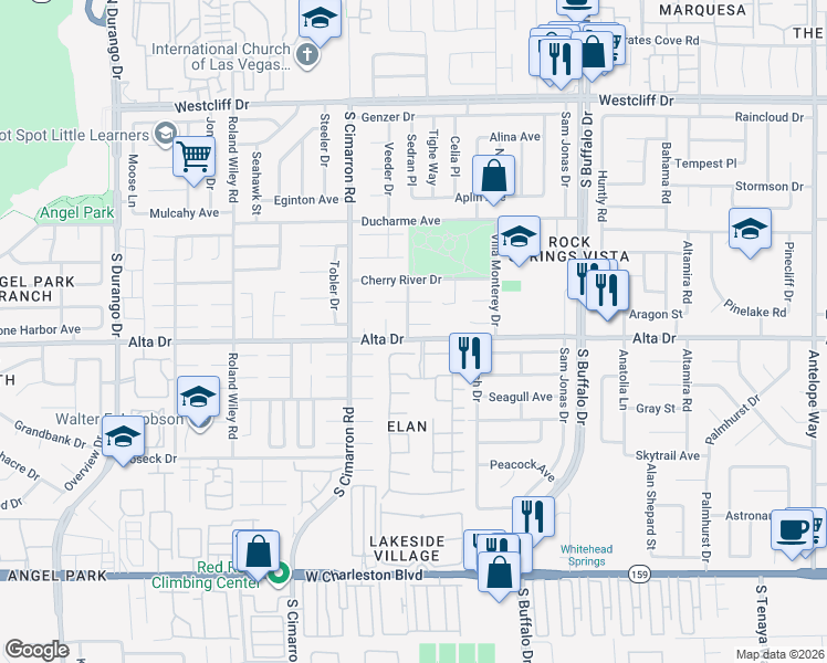 map of restaurants, bars, coffee shops, grocery stores, and more near 7873 Mount Whitney Circle in Las Vegas