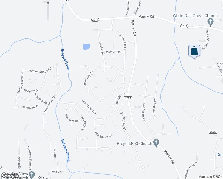 map of restaurants, bars, coffee shops, grocery stores, and more near 7092 Avenbury Circle in Kernersville