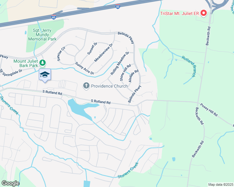 map of restaurants, bars, coffee shops, grocery stores, and more near 1414 Hilltop Drive in Mt. Juliet