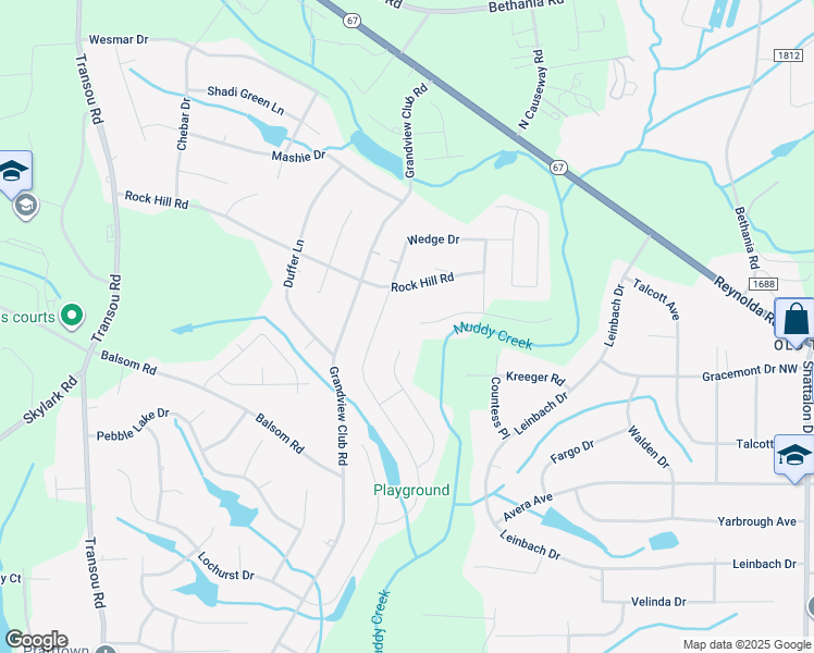map of restaurants, bars, coffee shops, grocery stores, and more near 4028 Lofter Court in Pfafftown