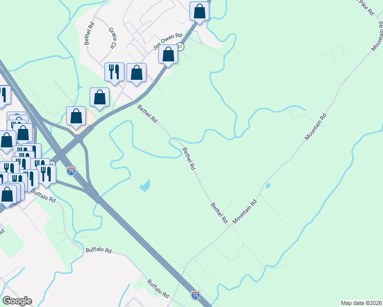 map of restaurants, bars, coffee shops, grocery stores, and more near 695 Bethel Road in Clinton
