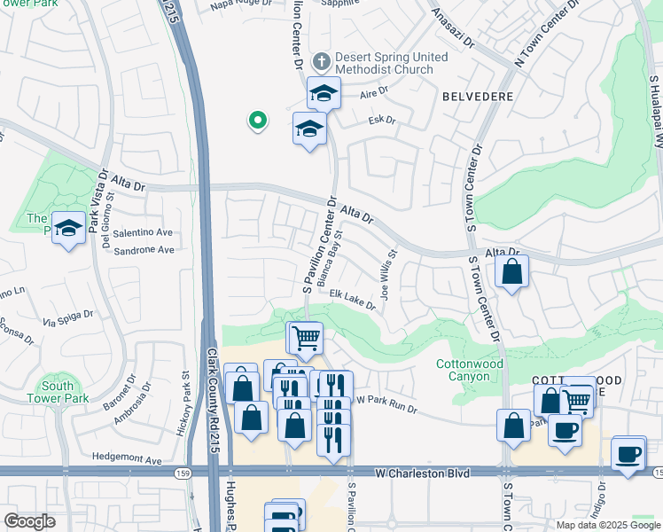 map of restaurants, bars, coffee shops, grocery stores, and more near 624 Bianca Bay Street in Las Vegas