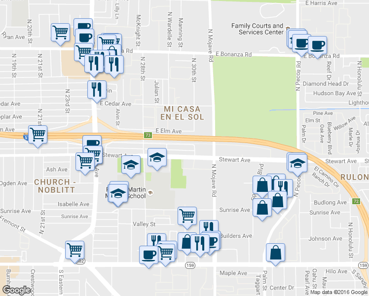 map of restaurants, bars, coffee shops, grocery stores, and more near 2917 Stewart Avenue in Las Vegas