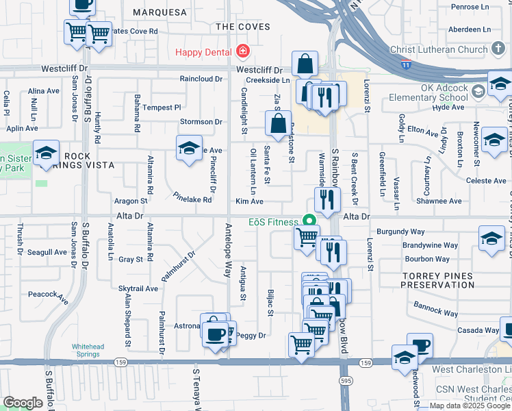 map of restaurants, bars, coffee shops, grocery stores, and more near 6944 Alta Drive in Las Vegas