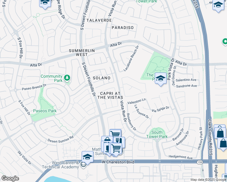 map of restaurants, bars, coffee shops, grocery stores, and more near 721 Anacapri Street in Las Vegas
