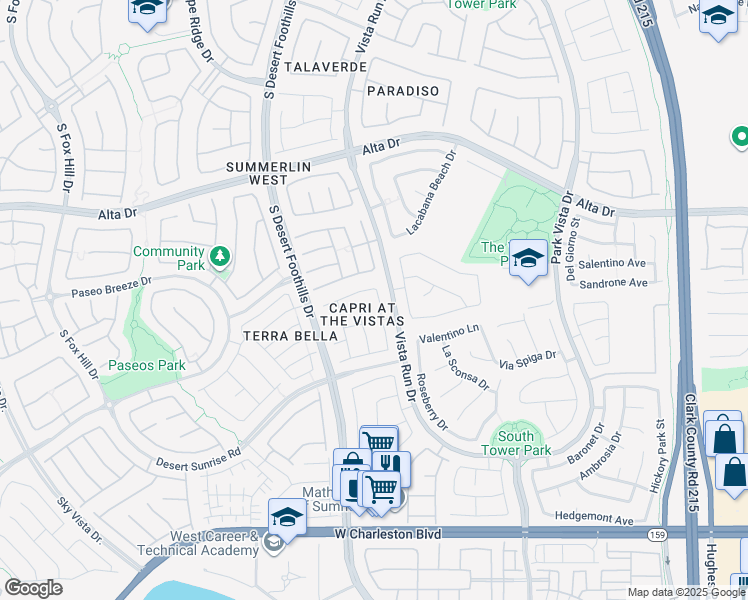 map of restaurants, bars, coffee shops, grocery stores, and more near 721 Anacapri Street in Las Vegas